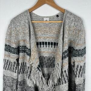 CAbi Shetland Womens Sweater XS Waterfall‎ open Cardigan Fringe Knit boho jacket